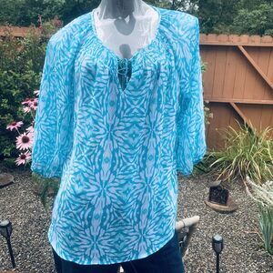 St.john’s Bay Top Woman’s Plus Size 1X Multi-color 3/4￼ Sleeve Pull Over